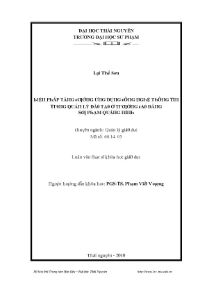 Luận văn biện pháp tăng cường ứng dụng công nghệ thông tin quản lý trong đào tạo ở trường cao đẳng sư phạm quảng ninh