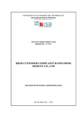 Luận văn high customer complaint ratio from medent co ltd