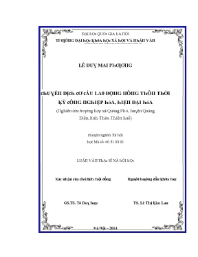 Luận văn chuyển dịch cơ cấu lao động nông thôn thời kỳ công nghiệp hóa hiện đại hóa nghiên cứu trường hợp xã quảng phú huyện quảng điền tỉnh thừa thiên huế