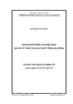 Luận văn giải pháp nâng cao hiệu quả quản lý thuế tại cục thế tỉnh bắc ninh