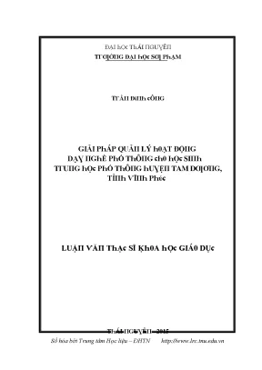 Luận văn giải pháp quản lý hoạt động dạy nghề phổ thông cho học sinh trung học phổ thông huyện tam dương tỉnh vĩnh phúc