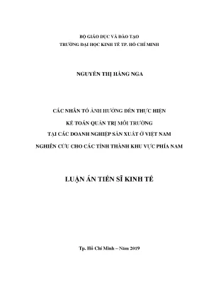 Luận văn các nhân tố ảnh hưởng đến thực hiện kế toán quản trị môi trường tại các doanh nghiệp sản xuất ở việt nam nghiên cứu cho các tỉnh thành khu vực phía nam