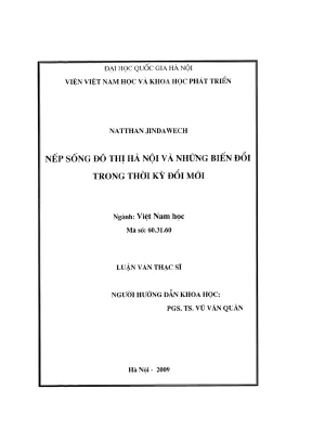 Luận văn thạc sĩ nếp sống đô thị hà nội và những biến đổi trong thời kỳ đổi mới