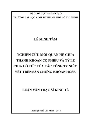 Luận văn nghiên cứu mối quan hệ giữa thanh khoản cổ phiếu và tỷ lệ chia cổ tức của các công ty niêm yết trên sàn chứng khoán hose