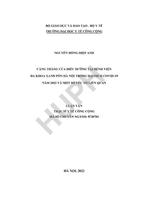 Căng thẳng của điều dưỡng tại bệnh viện đa khoa xanh pôn hà nội trong đại dịch covid 19 năm 2022 và một số yếu tố liên quan