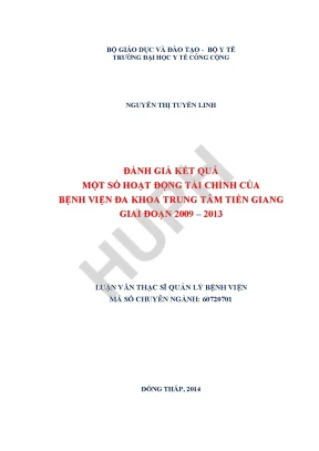 Đánh giá kết quả một số hoạt động tài chính của bệnh viện đa khoa trung tâm tiền giang giai đoạn 2009 2013
