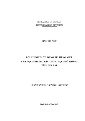 Luận văn lỗi chính tả và dùng từ tiếng việt của học sinh jrai bậc trung học phổ thông tỉnh gia lai