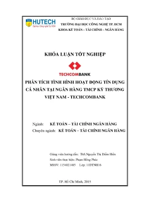 Luận văn phân tích tình hình hoạt động tín dụng cá nhân tại ngân hàng tmcp kỹ thương việt nam techcombank