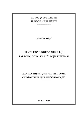 Luận văn thạc sĩ quản trị kinh doanh chất lượng nguồn nhân lực tại tổng công ty bưu điện việt nam