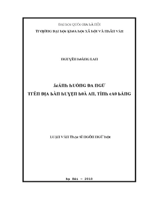 Luận văn cảnh huống đa ngữ trên địa bàn huyện hoà an tỉnh cao bằng