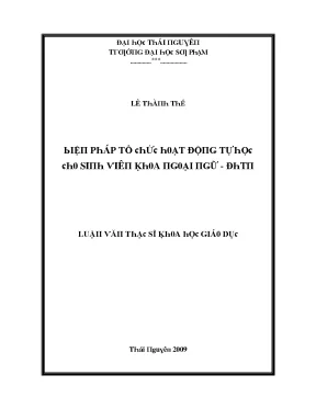 Luận văn biện pháp tổ chức hoạt động tự học cho sinh viên khoa ngoại ngữ đại học thái nguyên