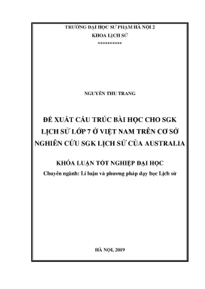 Luận văn đề xuất cấu trúc bài học cho sgk lịch sử lớp 7 ở việt nam trên cơ sở nghiên cứu sgk lịch sử của australia