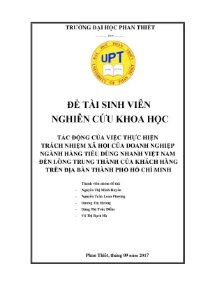 Tác động của việc thực hiện trách nhiệm xh của dn ngành hàng tiêu dùng nhanh vn đến lòng trung thành của khách hàng trên địa bàn tp hcm
