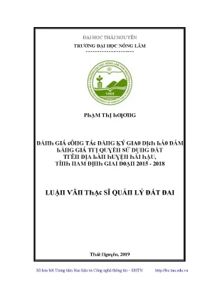 Luận văn đánh giá công tác đăng ký giao dịch bảo đảm bằng giá trị quyền sử dụng đất trên địa bàn huyện hải hậu tỉnh nam định giai đoạn 2015 2018