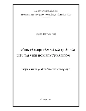 Luận văn công tác sưu tầm và bảo quản tài liệu tại viện nghiên cứu hán nôm