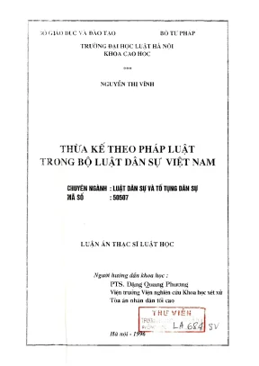 Luận văn thạc sĩ luật học thừa kế theo pháp luật trong bộ luật dân sự việt nam