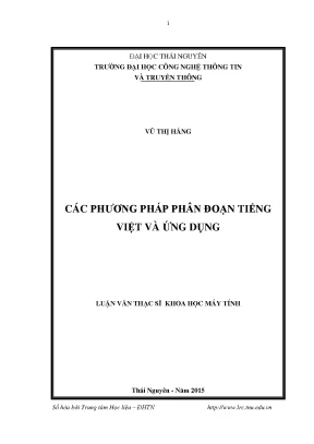 Luận văn các phương pháp phân đoạn tiếng việt và ứng dụng
