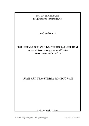 Luận văn tìm hiểu chú giải văn học trung đại việt nam trong sách giáo khoa ngữ văn trung học phổ thông