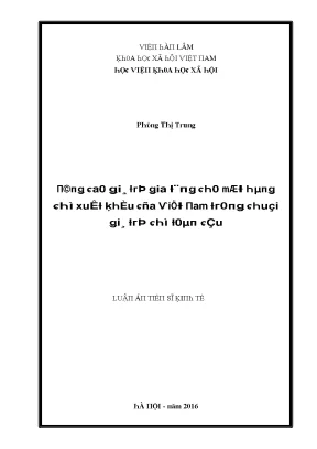 Luận văn nâng cao giá trị gia tăng cho mặt hàng chè xuất khẩu của việt nam trong chuỗi giá trị chè toàn cầu