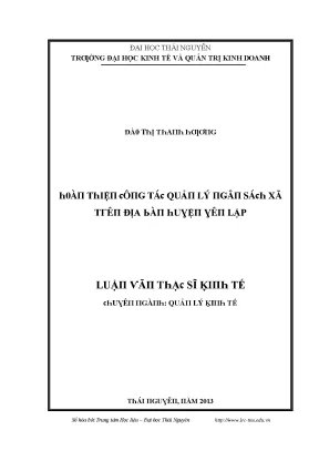 Luận văn hoàn thiện công tác quản lý ngân sách xã trên địa bàn huyện yên lập