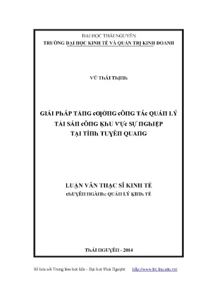 Luận văn giải pháp tăng cường công tác quản lý tài sản công khu vực sự nghiệp tại tỉnh tuyên quang
