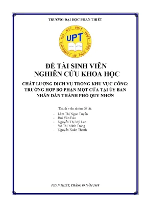 Chất lượng dịch vụ trong khu vực công trường hợp bộ phận một cửa tại ủy ban nhân dân thành phố quy nhơn