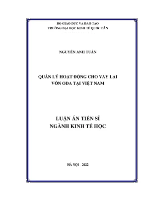 Luận án tiến sĩ quản lý hoạt động cho vay lại vốn oda tại việt nam