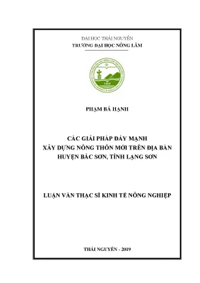 Luận văn các giải pháp đẩy mạnh xây dựng nông thôn mới trên địa bàn huyện bắc sơn tỉnh lạng sơn