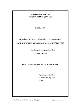 Luận văn nghiên cứu nhân giống cây gấc momordica cochinchinensis bằng phương pháp nuôi cấy mô