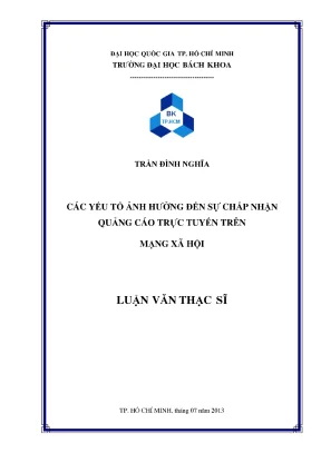 Luận văn thạc sĩ hệ thống thông tin quản lý các yếu tố ảnh hưởng đến sự chấp nhận quảng cáo trực tuyến trên mạng xã hội