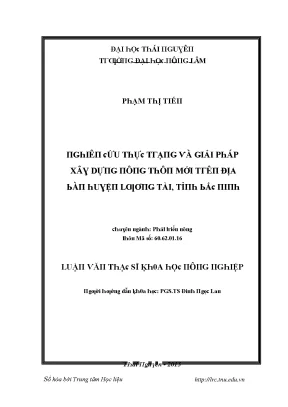 Luận văn nghiên cứu thực trạng và giải pháp xây dựng nông thôn mới trên địa bàn huyện lương tài tỉnh bắc ninh