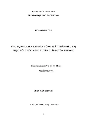 Luận văn thạc sĩ vật lý kỹ thuật ứng dụng laser bán dẫn công suất thấp điều trị phục hồi chức năng tuyến giáp bị tổn thương