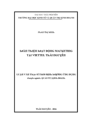 Luận văn hoàn thiện hoạt động marketing tại viettel thái nguyên