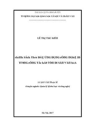 Luận văn chính sách thúc đẩy ứng dụng công nghệ 3d công tác bảo tồn di sản văn hóa
