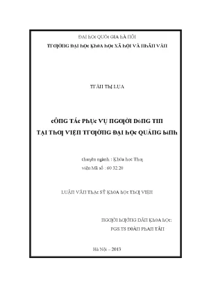 Luận văn công tác phục vụ người dùng tin tại thư viện trường đại học quảng bình