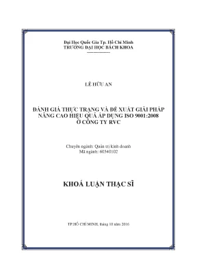 Luận văn thạc sĩ quản trị kinh doanh đánh giá thực trạng và đề xuất giải pháp nâng cao hiệu quả áp dụng iso 9001 2008 ở công ty rvc