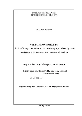 Luận văn vận dụng dạy học hợp tác để tổ chức hoạt động học tập trong dạy học phần bảy sinh thái học sinh học 12 trung học phổ thông