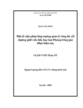Luận văn một số biện pháp tăng cường quản lý công tác bồi dưỡng giáo viên tiểu học hải phòng trong giai đoạn hiện nay