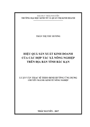 Luận văn hiệu quả sản xuất kinh doanh của các htx nông nghiệp trên địa bàn tỉnh bắc kạn