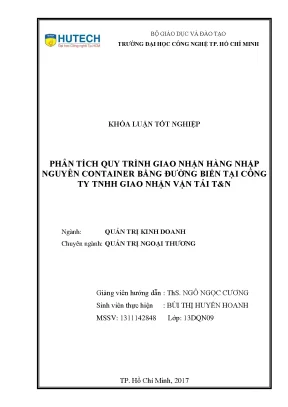 Luận văn phân tích quy trình giao nhận hàng nhập nguyên container bằng đường biển tại công ty tnhh giao nhận vận tải tn