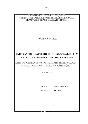 Luận văn improving learning english vocabulary through games an action research