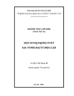 Luận văn một số tư tưởng triết học trong đại trí độ luận