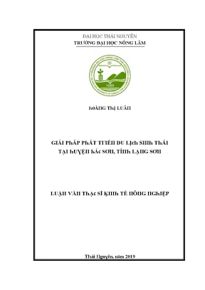 Luận văn giải pháp phát triển du lịch sinh thái tại huyện bắc sơn tỉnh lạng sơn