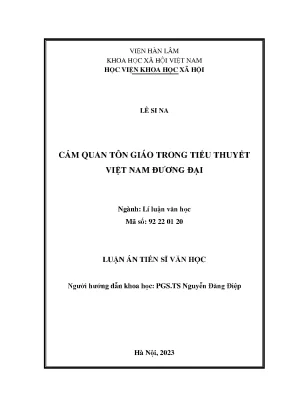 Luận án tiến sĩ cảm quan tôn giáo trong tiểu thuyết việt nam đương đại qua một số trường hợp tiêu biểu