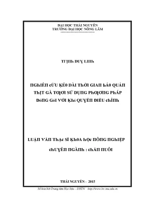 Luận văn nghiên cứu kéo dài thời gian bảo quản thịt gà tươi sử dụng phương pháp đóng gói với khí quyển điều chỉnh
