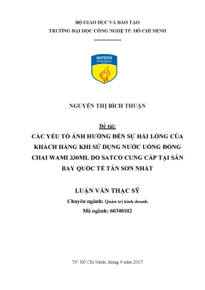 Luận văn các yếu tố ảnh hƣởn ến sự hài lòng của khách hàng khi sử dụn nƣớc uốn ón hai 330ml wami do sat o un ấp tại sân bay quốc tế tân sơn nhất