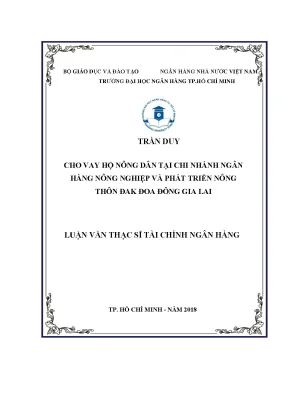 Luận văn thạc sĩ cho vay hộ sản xuất tại ngân hàng nông nghiệp và phát triển nông thôn việt nam chi nhánh đăk đoa gia lai
