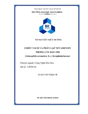Luận văn thạc sĩ công nghệ hóa học chiết tách và phân lập nevadensin trong cây rau om