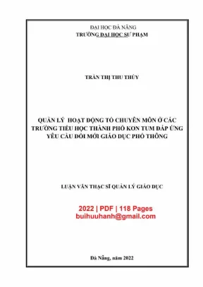 Luận văn thạc sĩ quản lý hoạt động tổ chuyên môn ở các trường tiểu học thành phố kon tum đáp ứng yêu cầu đổi mới giáo dục phổ thông