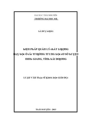 Luận văn biện pháp quản lý chất lượng dạy học ở các trường trung học cơ sở huyện ninh giang tỉnh hải dương